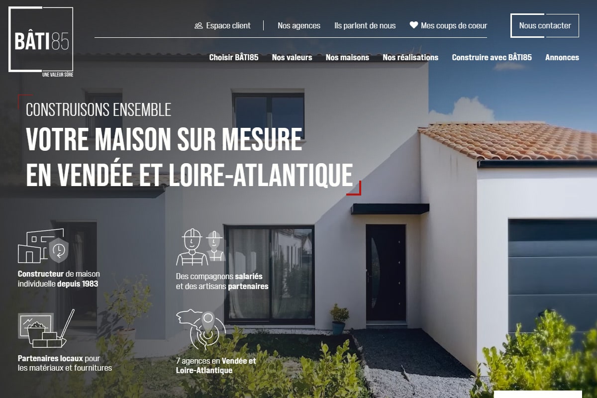 BÂTI85 - Référencement naturel (SEO), Stratégie Réseaux Sociaux, Création de Site Internet - Enjin Agence Web Cholet