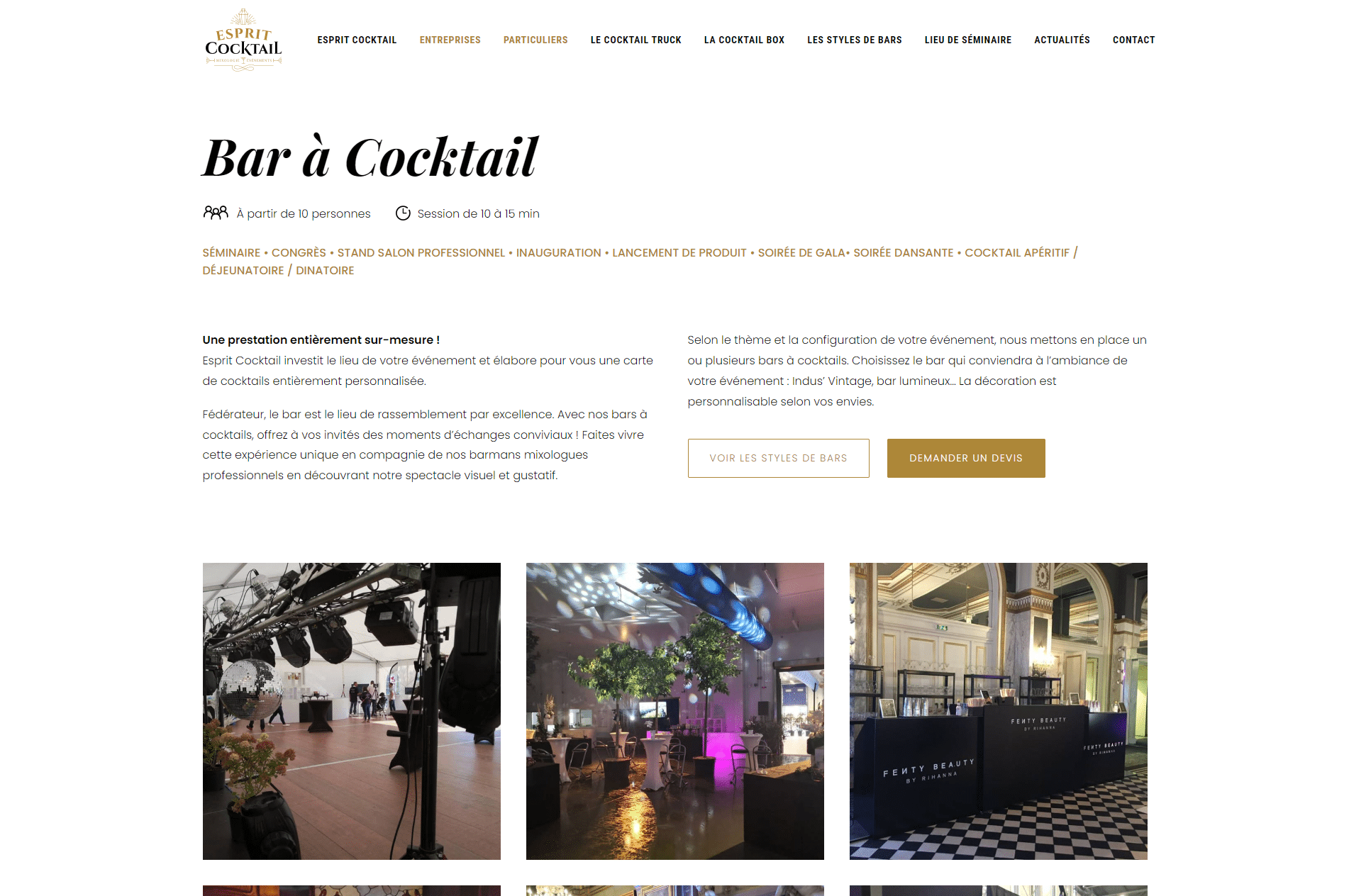 Esprit Cocktail - Référencement Naturel (SEO), Référencement Payant (SEA), Création de Site Internet - Enjin Agence Web Cholet