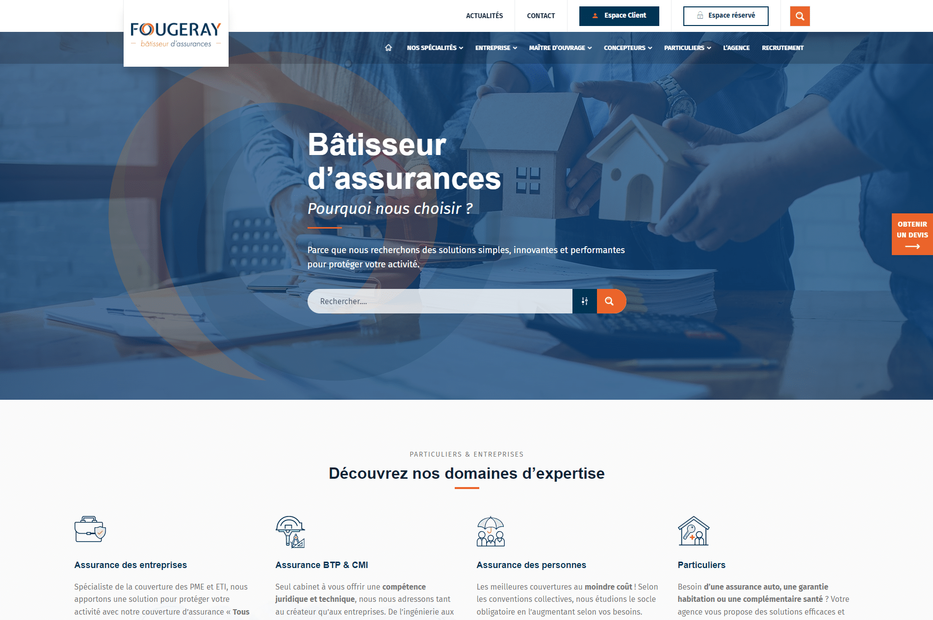 Fougeray Assurances - Référencement naturel (SEO), Création de Site Internet - Enjin Agence Web Cholet