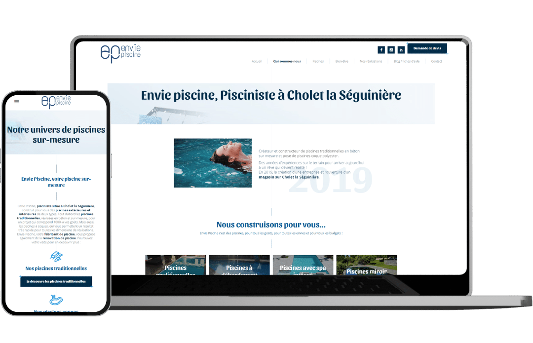 Envie Piscine - Référencement naturel (SEO), Création de Site Internet - Enjin Agence Web Cholet