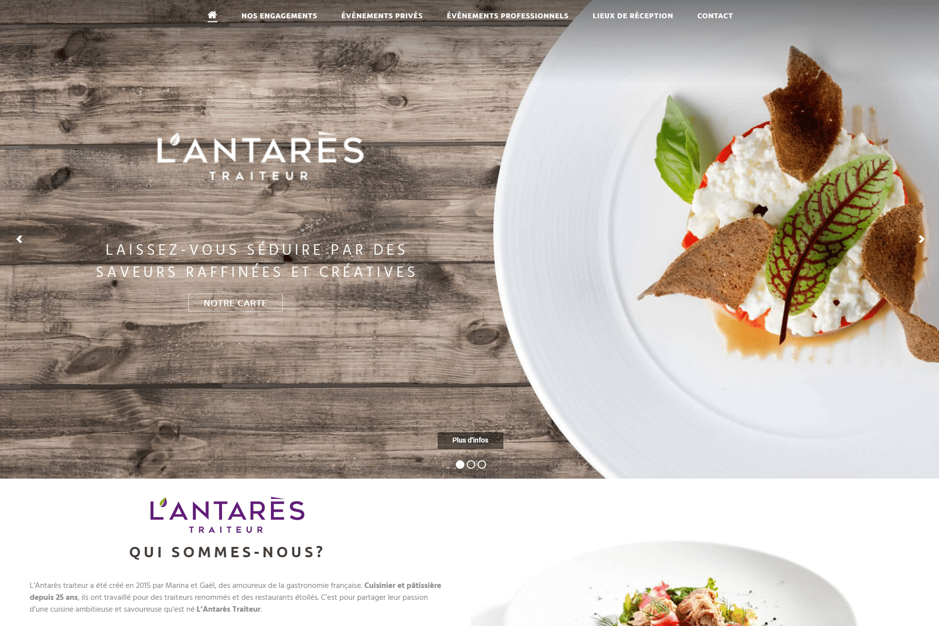 Antarès Traiteur - Référencement naturel (SEO), Création de Site Internet - Enjin Agence Web Cholet