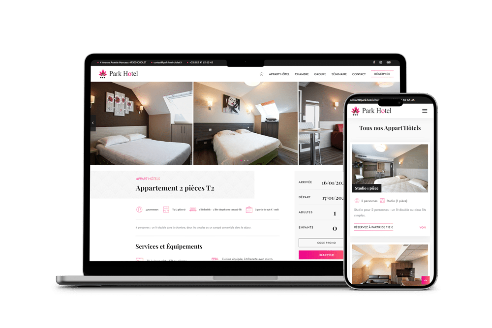 Park Hôtel - Référencement naturel (SEO), Création de Site Internet - Enjin Agence Web Cholet