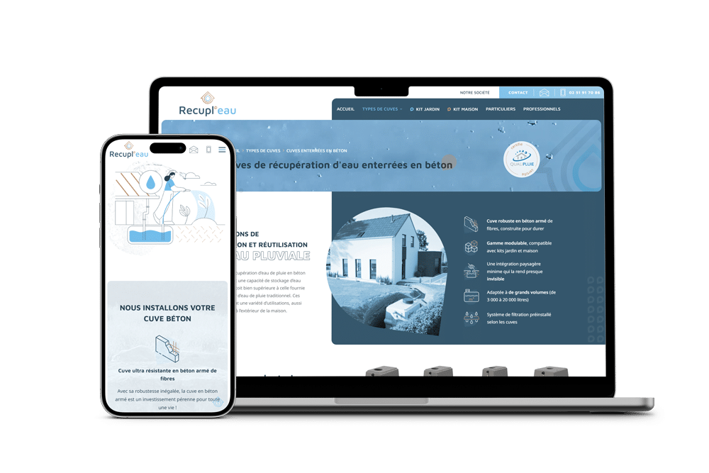 Recupl’eau - Référencement naturel (SEO), Création de Site Internet - Enjin Agence Web Cholet