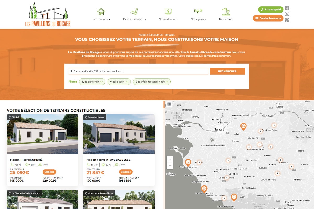 Bourses aux terrains Les Pavillons du bocage - Création de Site Internet - Enjin Agence Web Cholet