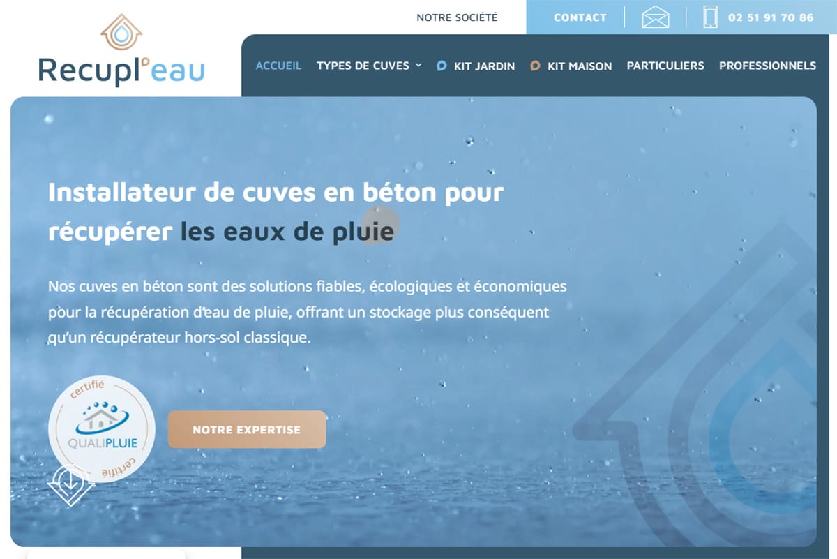 Recupl’eau - Référencement naturel (SEO), Création de Site Internet - Enjin Agence Web Cholet