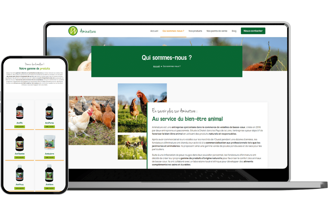 mockup du site internet d'aminature créer par Enjin