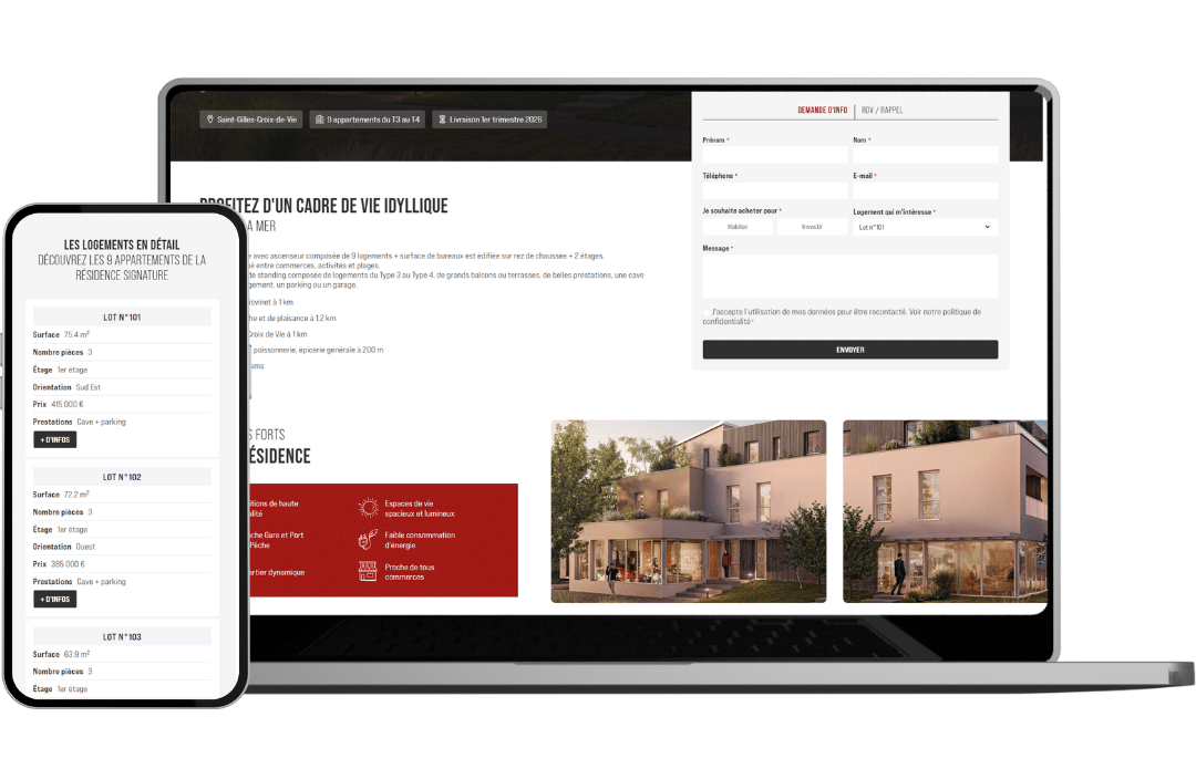 mockup landing page résidence signature Bati85