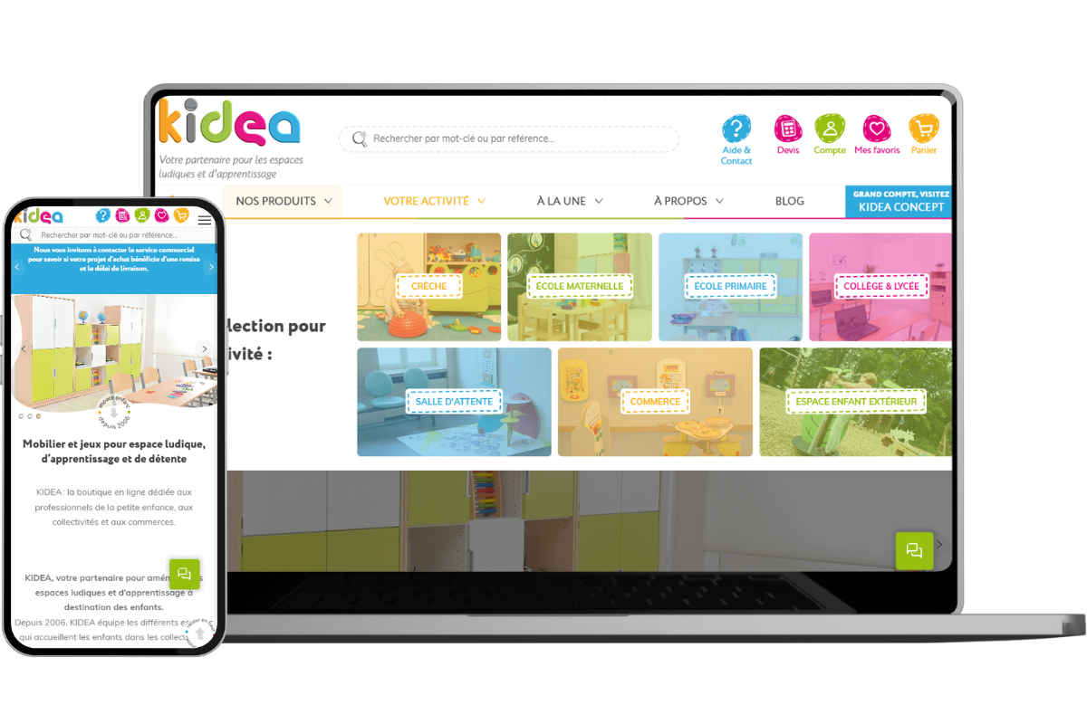 mockup ordi et mobile site Kidéa