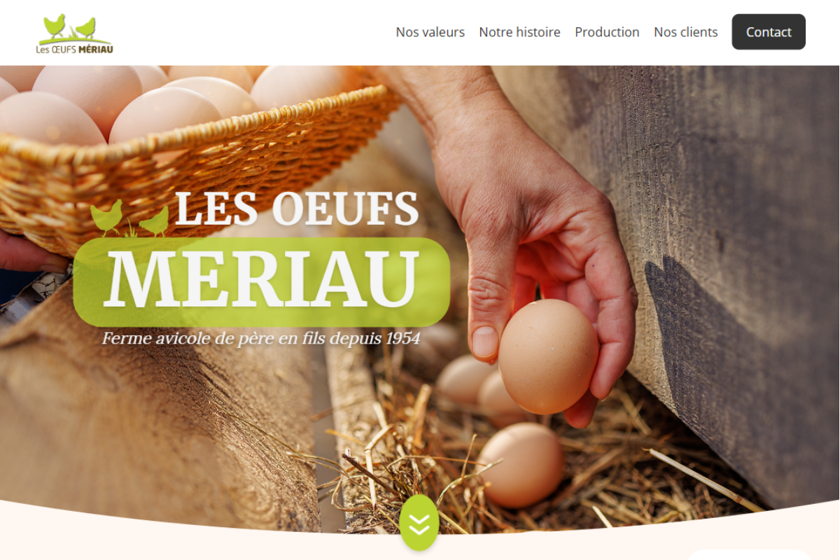 Site onepage Oeufs Mériau