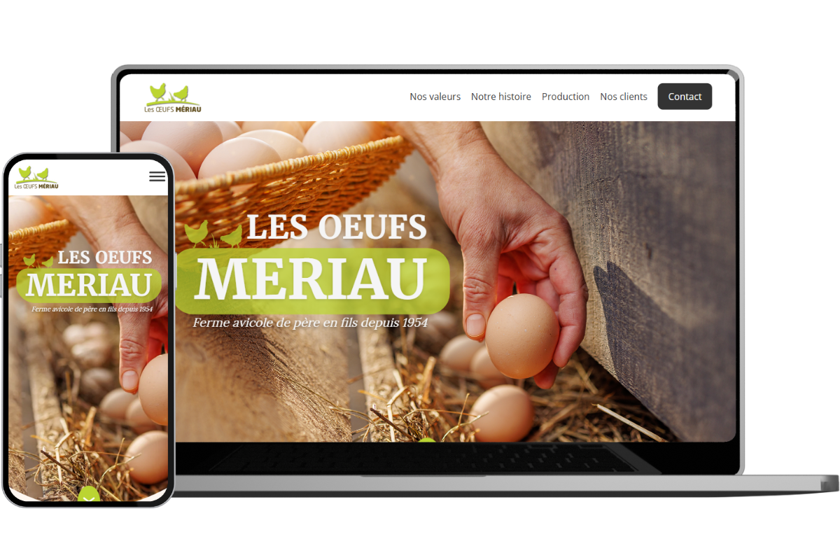 mockup site onepage oeufs mériau